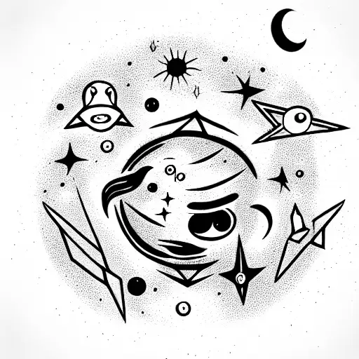 Outer Space With Stars Forming Eyes And A Mouth