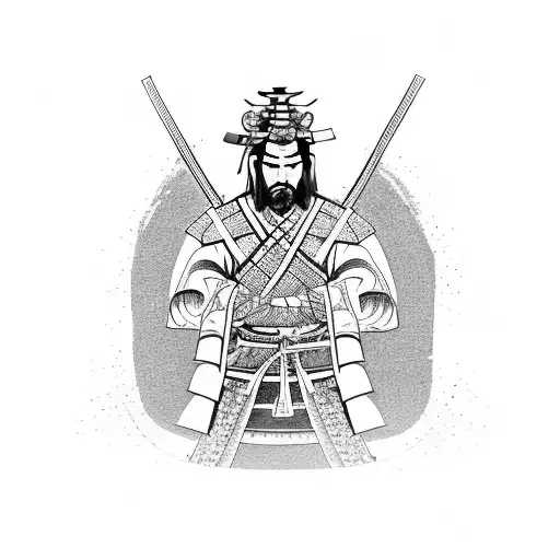 Samurai Standing In Front Of A Castle