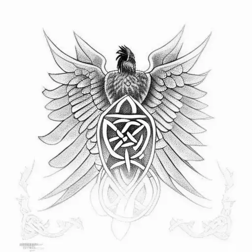 Celtic Raven With Spreading Wings