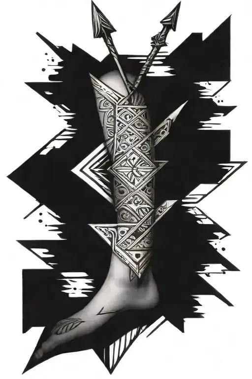 Long Arrow To Go Down Shin And Top Of Foot