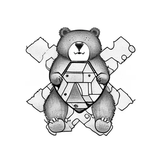 A Cute Cartoon Bear Line Drawing And A Cute Cartoon Turtle On A Balance