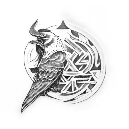 Odins Raven On A Viking Compas