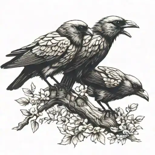 3 Jackdaw Bird Sitting Together Symbolizing Freedom