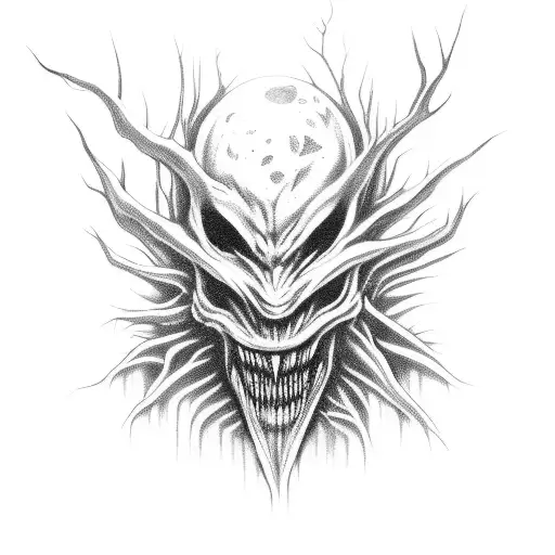 A Terrifying Horror Movie Monster Lurking In A Dark Forest