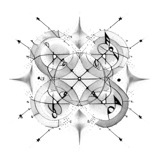 A Constellation Map Of The Night Sky With Music Notes Intertwined