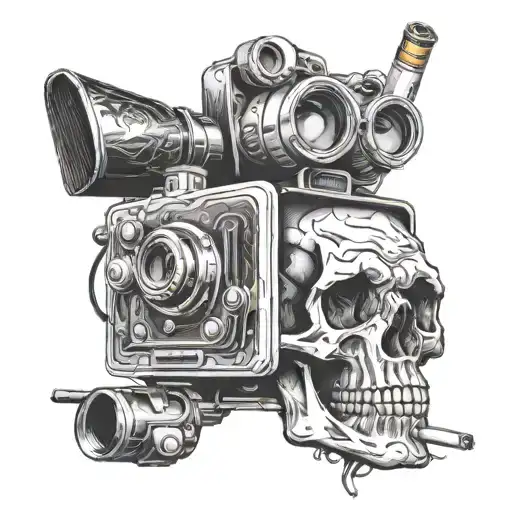 Skull Camera Cigarette Smoke Forming