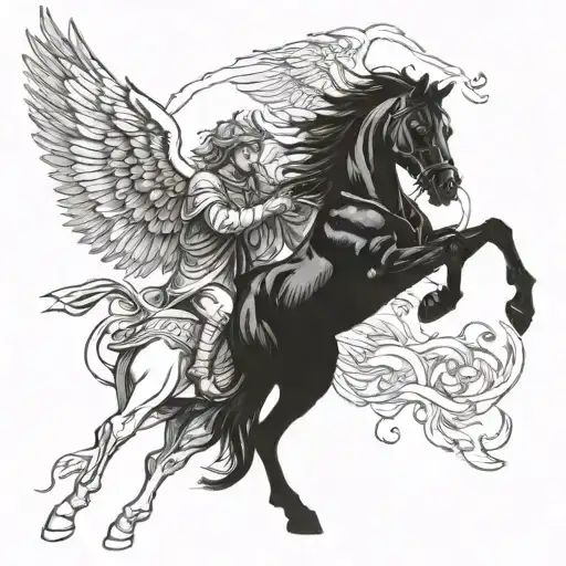 Horse And Angel Fighting Demons