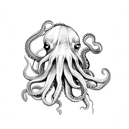 Badass Octopus With Tenticles As Dragons In A Sea Of Waves