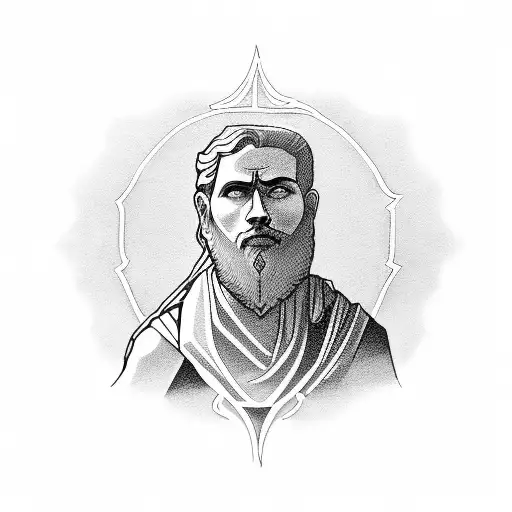 Stoic Philosopher Hiking Through A Mountain Range