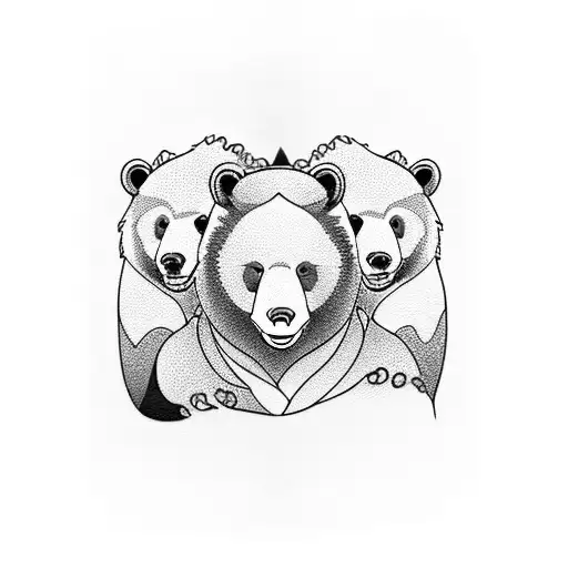 Papa Bear And 3 Baby Bears