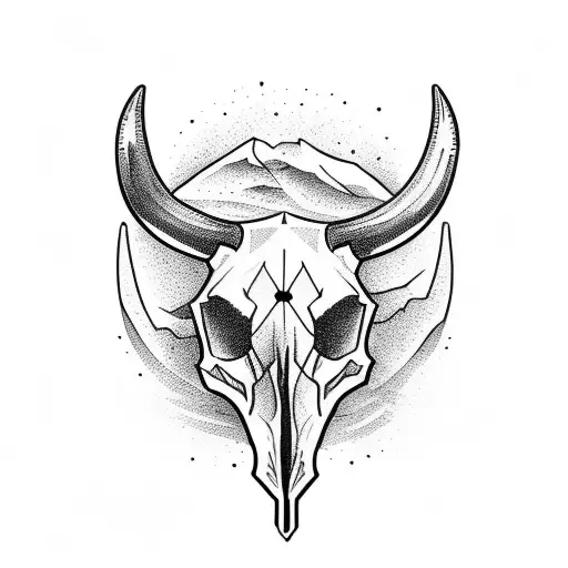 Bull Skull With Desert Behind It During Sunset