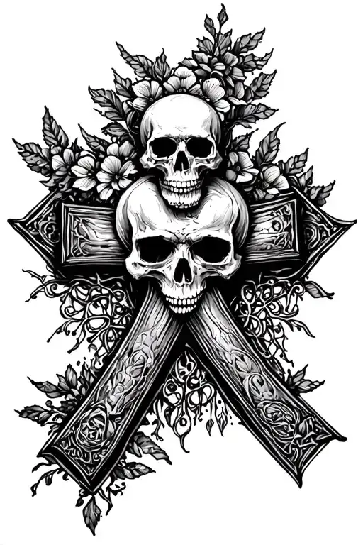 Memento Mori Written Like A Cross With A Skull In The Top