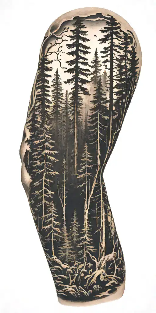 Forest Scene With A Hidden Silhouette