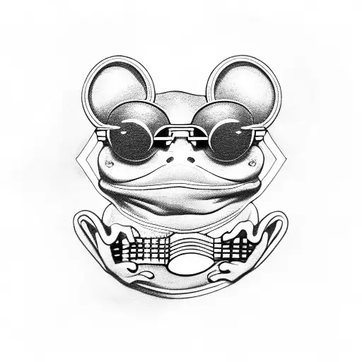 Frog Wearing Sunglasses Playing A Banjo