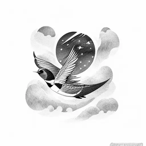 A Swallow On The Background Of Galactic Clouds