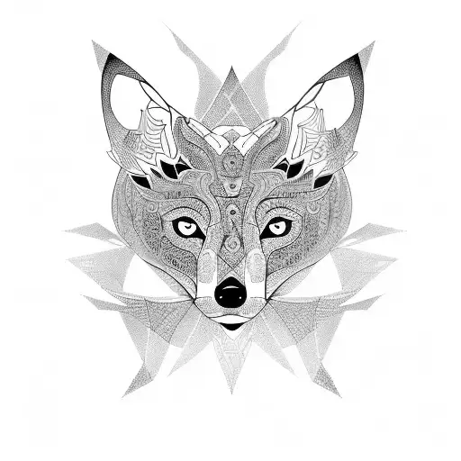 An Intricate Geometric Design Incorporating The Silhouettes Of A Fox With A Dog