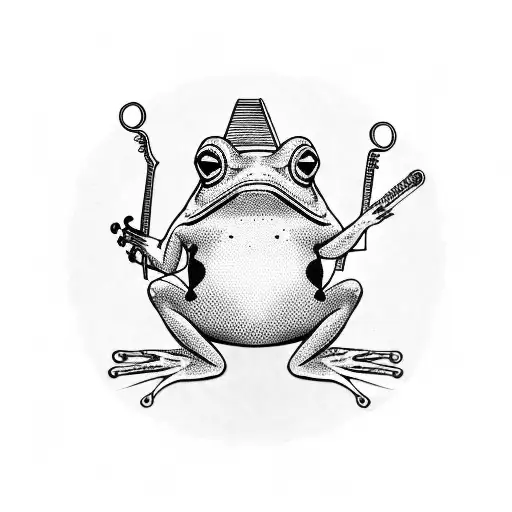 Frog Playing A Banjo In Coloured Mirrored Sunglasses