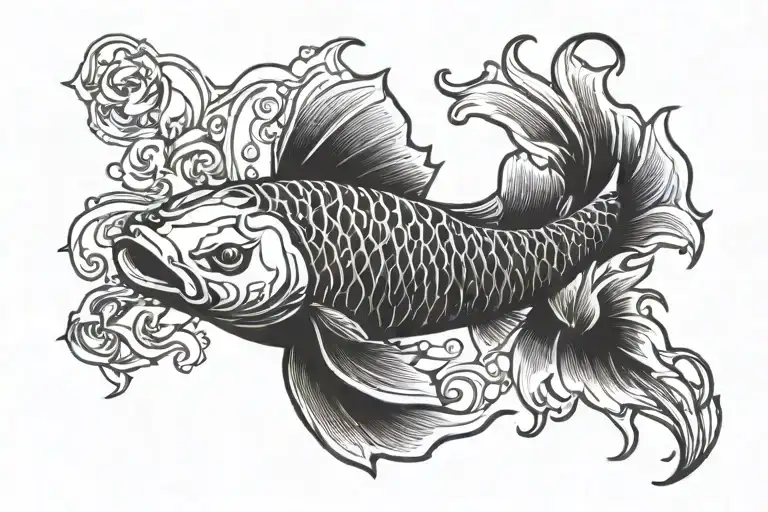 Koi Fish With Cyber Sigilism Tramp Stamp