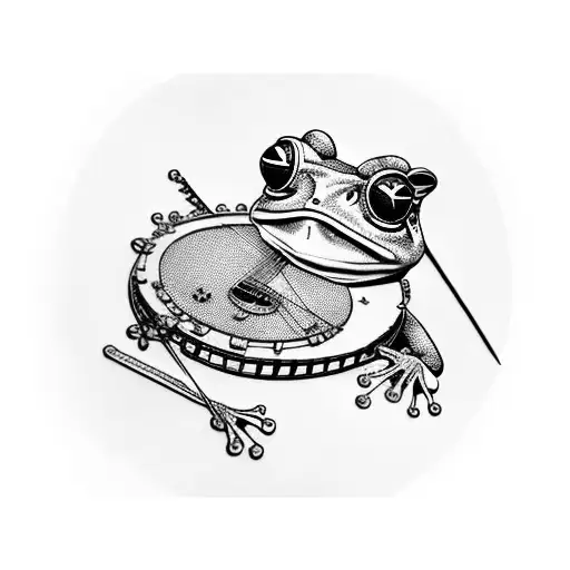Frog Playing A Banjo In Coloured Sunglasses