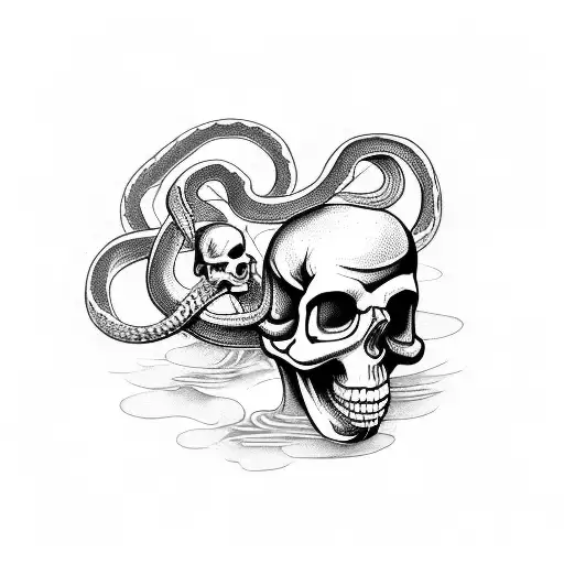 Snake On Skull And An Dagger