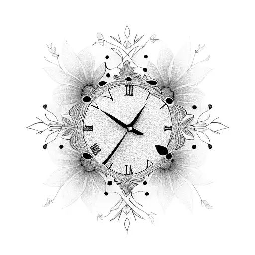 Clock With Flowers And Doves