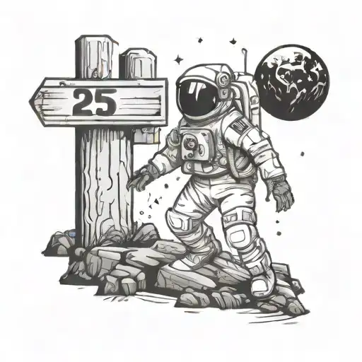 Astronaut Exploring From Island To A City With The Street Sign 255