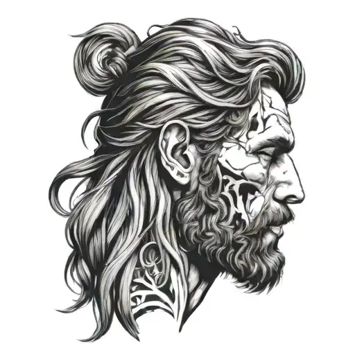 Nature Objecs That Creates A Mans Profile With Long Hair