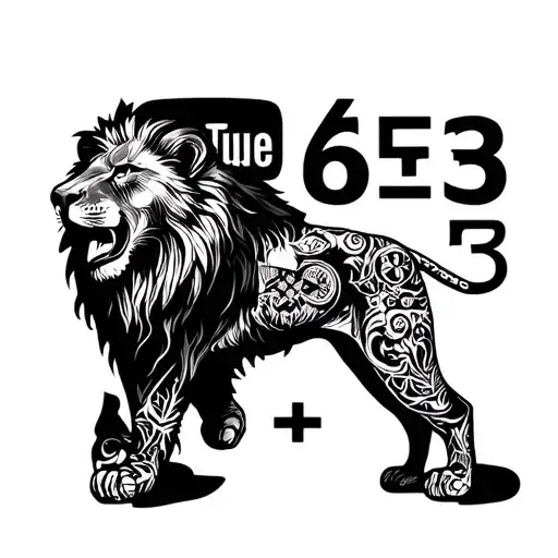 Youtube Logo And Playstation Buttons And 68 - 63 The Numbre Text With Lion