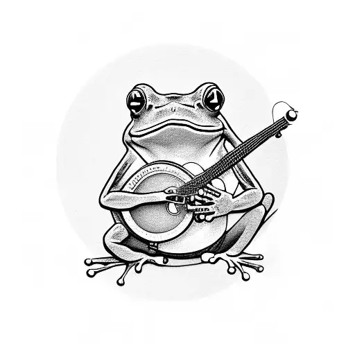 Frog Playing A Banjo In Sunglasses