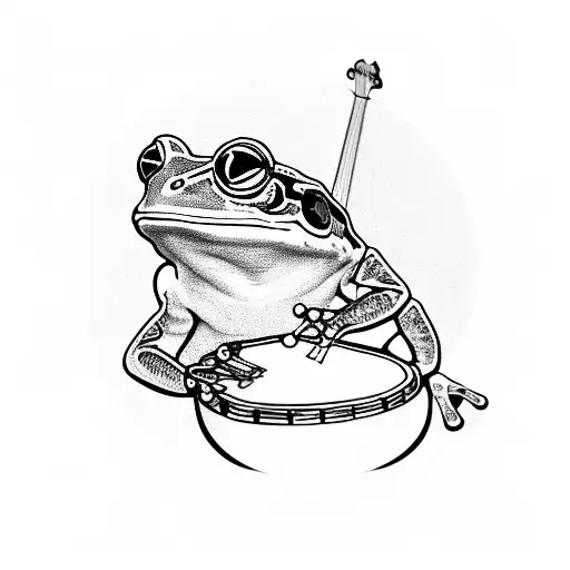 Frog Playing Banjo Wearing Colour Mirrored Sunglasses
