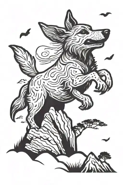 A Dog Jumping From A Hill To Catch A Bird