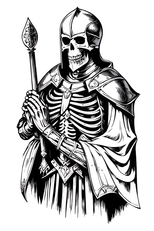 Skeleton Crusader Knight Praying