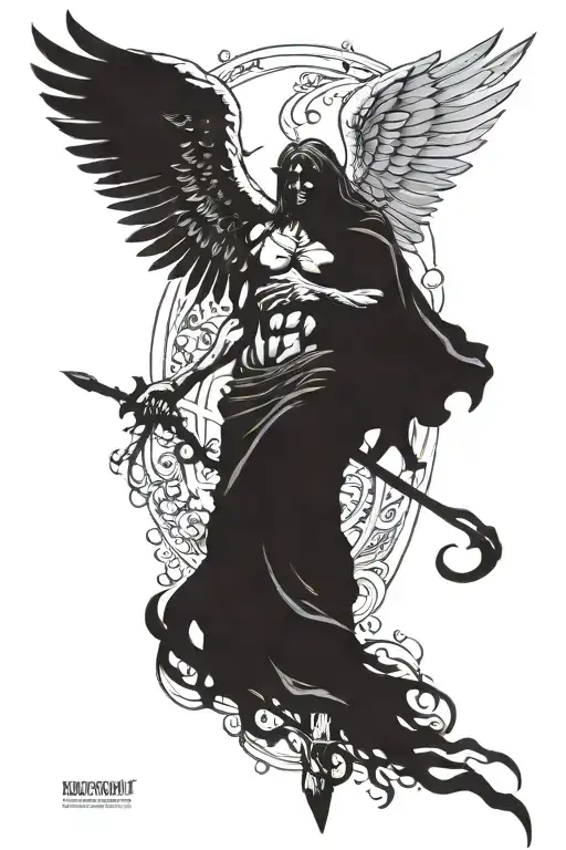 Nephilim With Wings Pointing Towrads The Sky One Wing Demon One Wing Angel