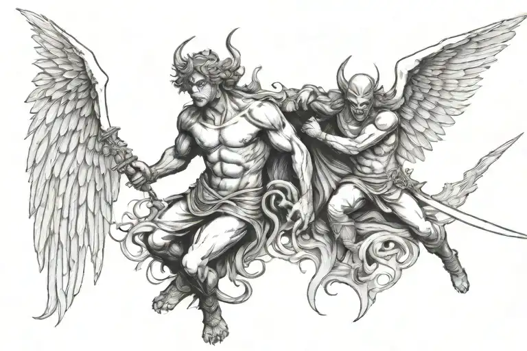 Angel Vs Demon Half Angel Half Demon Slayer Fighting