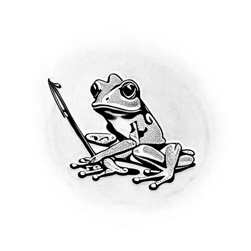 Baby Frog Holding Banjo