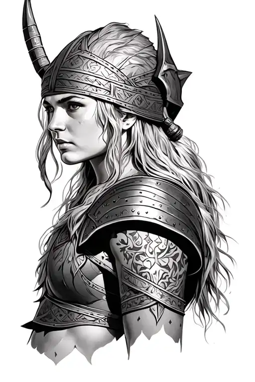 Female Viking Warrior Looking Left Side