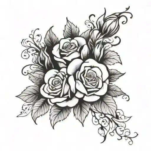 The Word Katrina With Roses Blooming