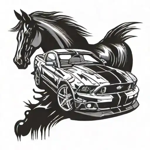 Combine Elements Of Shooting Sports With A Ford Mustang In A Blackwork