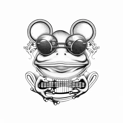 Frog Wearing Sunglasses Playing A Banjo