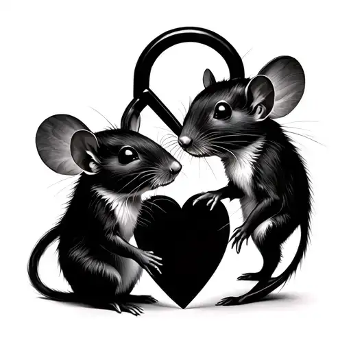 Two Fairy Rats That Make A Heart Shaped Lock
