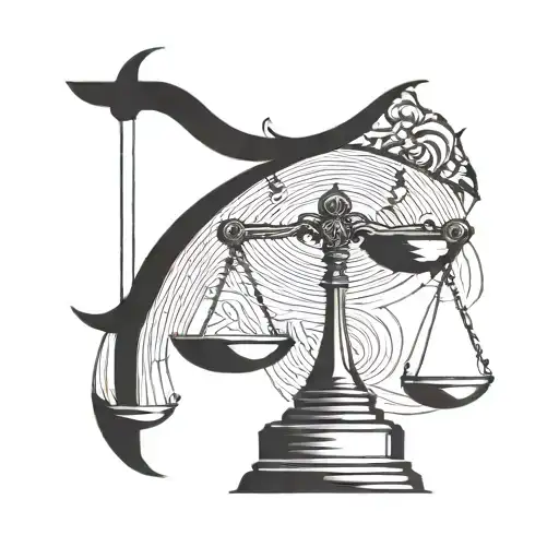 A Minimalist Design Of A Scale Of Justice With A Rising Sun Symbolizing Success