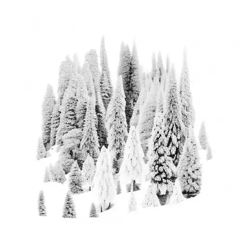 Snowboarder Riding Through A Forest Of Circuit Trees