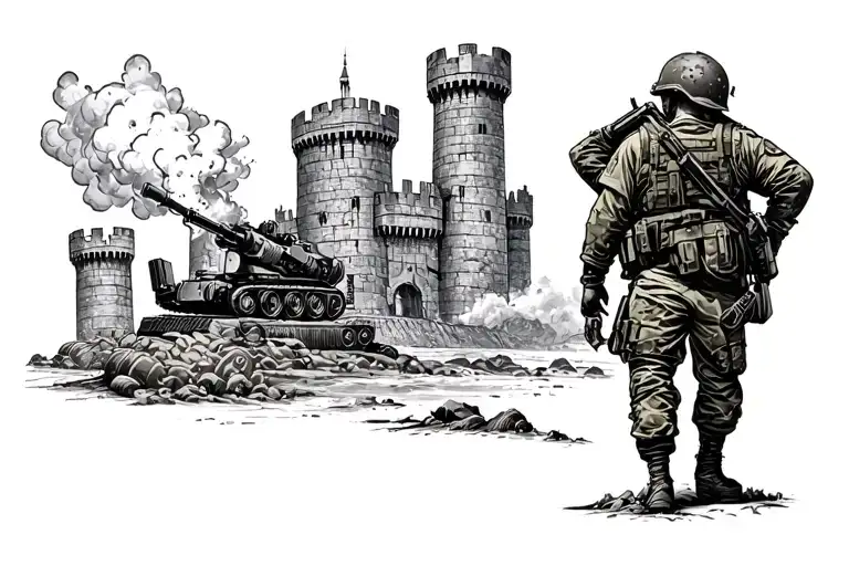 A Military Tattoo For Combat Engineers Who Blow Things Up And With A Castle In The Background