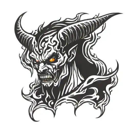 Flaming Demon With Blood Dripping Goatee