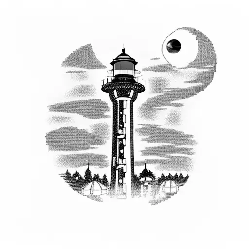 Charlevoix Lighthouse And Space Needle