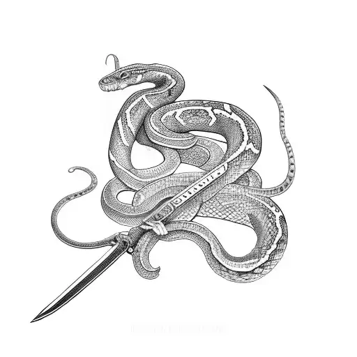 A Snake Wrapped Around Sword Full Sleeve