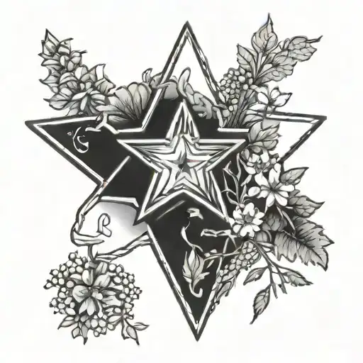 A Sheriff's Star Badge Surrounded By A Wreath Of Wildflowers