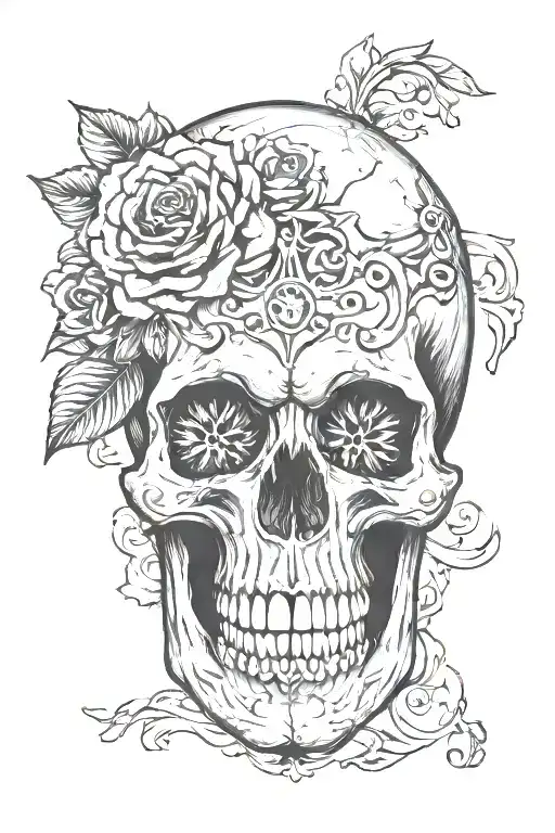 Skull With Leo Zodiac Symbol