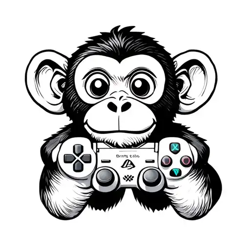 A Small Monkey Holding Playstation Controller