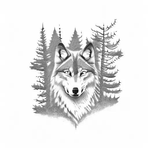 Wolf Paw With Pine Trees